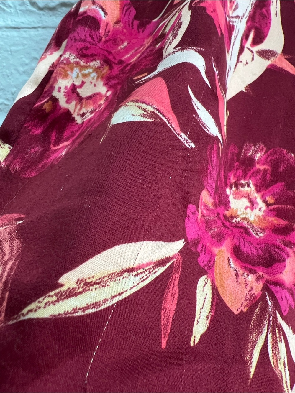 STARS ABOVE Burgundy Hot Pink Orange Floral Satin Loungewear Camisole Shorts Set - Picture 11 of 15